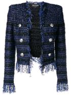 Balmain Fringed Tweed Jacket - Blue