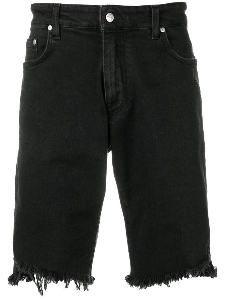 Represent Frayed Denim Shorts - Black
