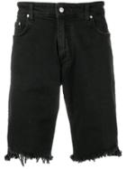 Represent Frayed Denim Shorts - Black