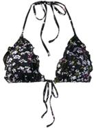 Ganni Floral Triangle Bikini Top - Black