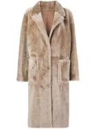 Arma Long Fur Coat - Nude & Neutrals