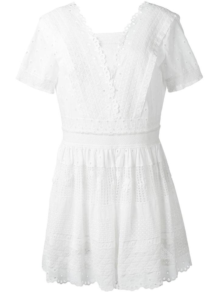 Saint Laurent Broderie Anglaise Dress, Women's, Size: 40, White, Cotton
