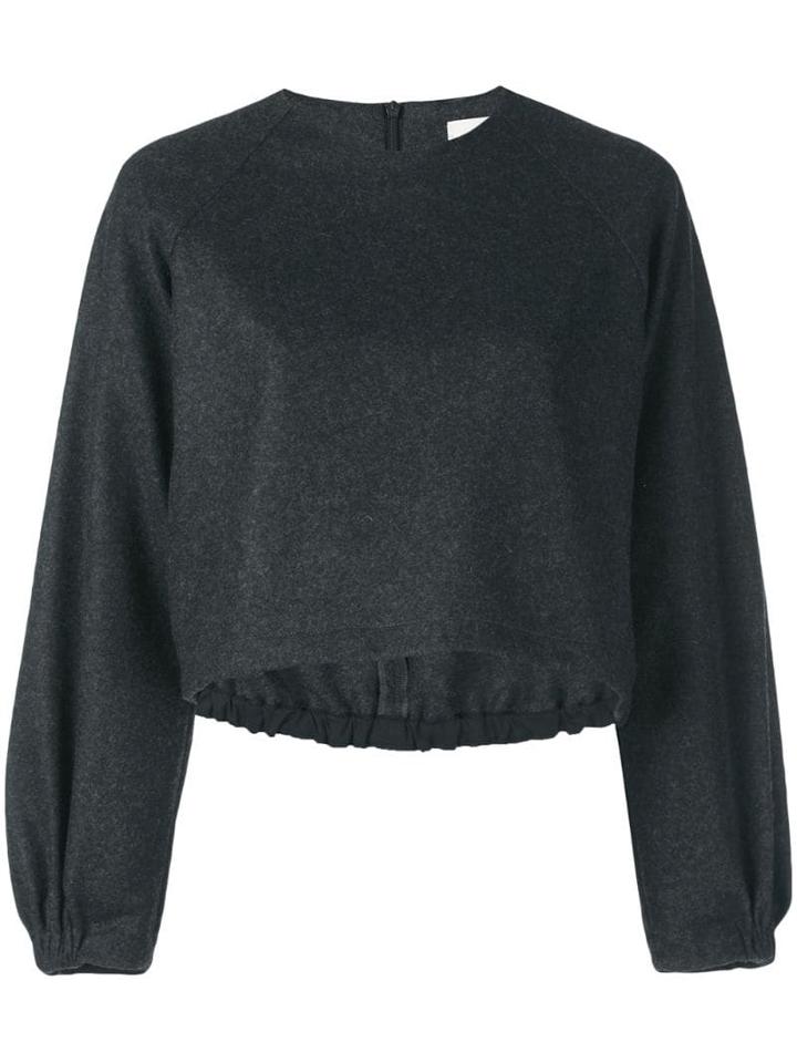 Tibi Cropped Crewneck Sweatshirt - Grey