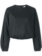 Tibi Cropped Crewneck Sweatshirt - Grey
