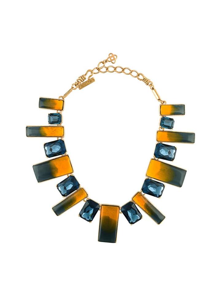 Oscar De La Renta Jewel Stone Necklace, Women's, Yellow/orange, Pewter/brass/crystal/resin