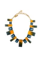 Oscar De La Renta Jewel Stone Necklace, Women's, Yellow/orange, Pewter/brass/crystal/resin