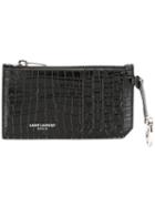 Saint Laurent Paris 5 Fragments Zip Pouch, Women's, Black, Calf Leather