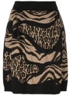 Alberta Ferretti Leopard Zebra Print Skirt - Brown