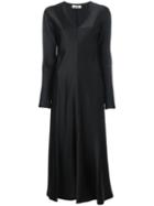 Jil Sander V-neck Flared Dress, Women's, Size: 36, Black, Acetate/viscose/silk