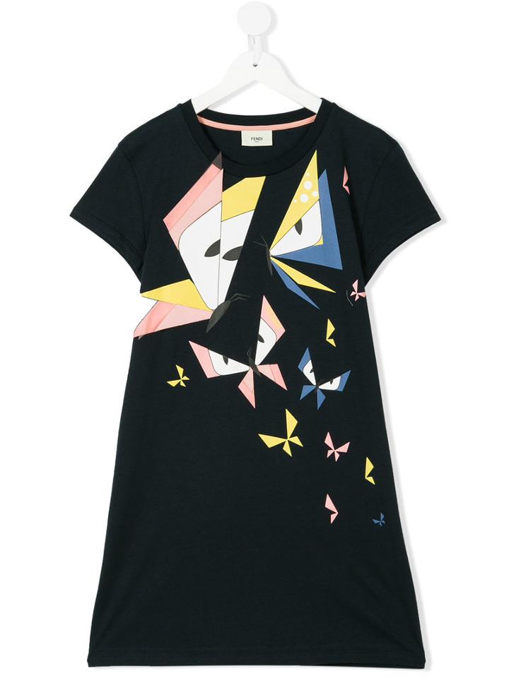 Fendi Kids - Geometric Butterfly Print T-shirt - Kids - Cotton - 14 Yrs, Blue
