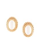 Christian Dior Pre-owned Faux-pearl Oval Earrings - Gold
