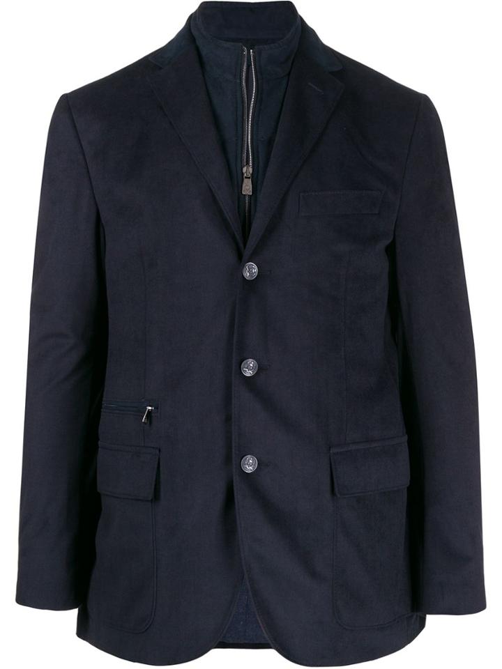 Corneliani Layered-detail Blazer - Blue
