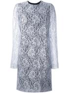 Msgm Lace Ruffle-back Mini Dress - Grey
