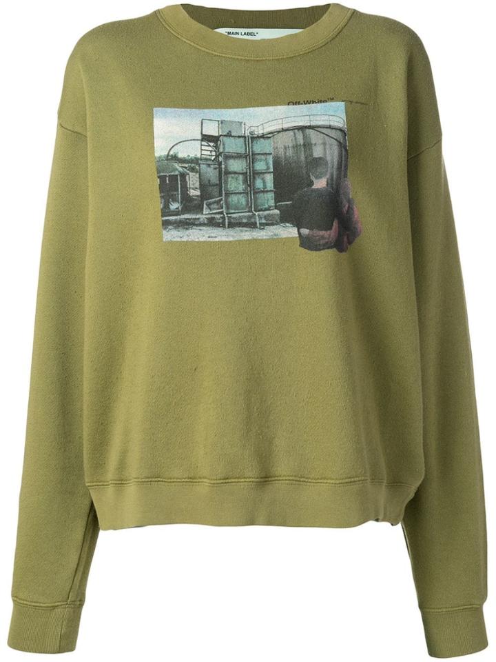 Off-white Graphic Design Sweatshirt - Green