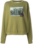 Off-white Graphic Design Sweatshirt - Green