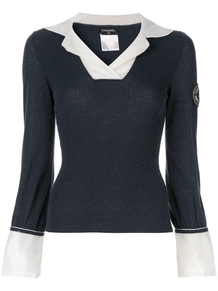 Chanel Pre-owned Layered Shirt-effect Jumper - Blue