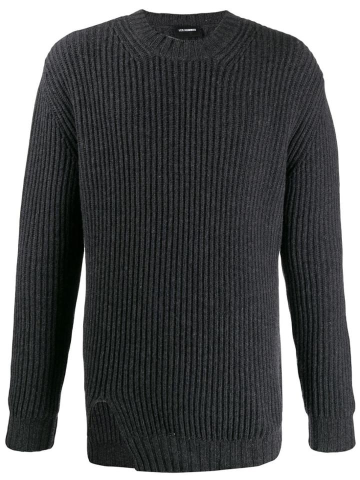 Les Hommes Cutout Ribbed Jumper - Grey