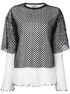 G.v.g.v. - Mesh Layererd Ribbed Jersey Top - Women - Cotton/polyester - Xs, Women's, White, Cotton/polyester