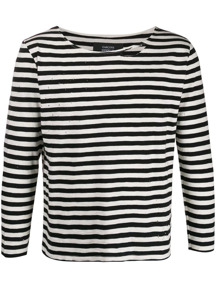 Garçons Infidèles Striped Print Jumper - Black