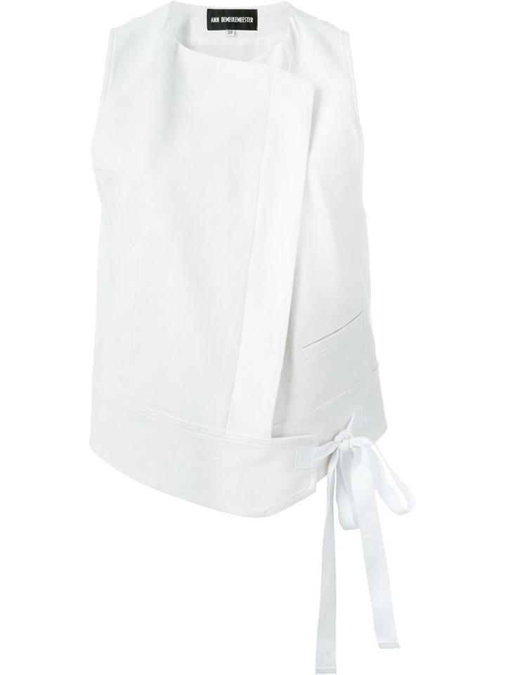 Ann Demeulemeester Tie Fastening Waistcoat, Women's, Size: 40, White, Leather/linen/flax/cotton/rayon