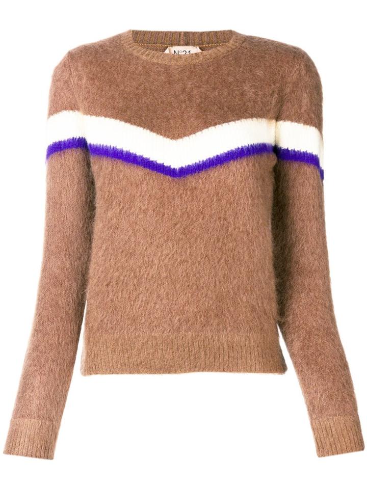 No21 Chevron Stripe Jumper - Brown
