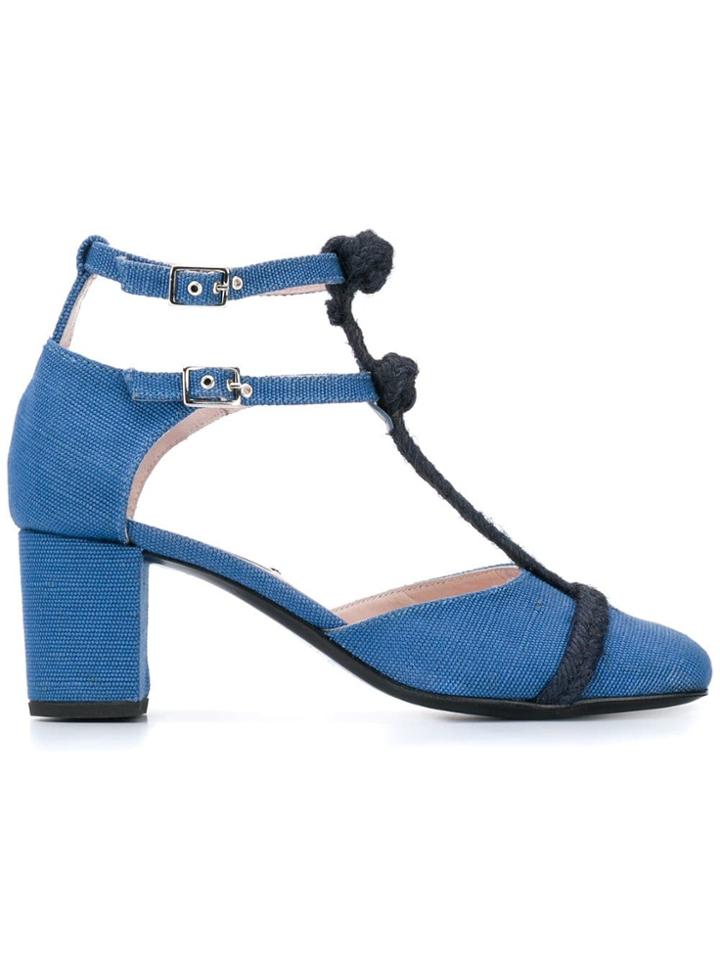 Leandra Medine Rope T-strap Pumps - Blue