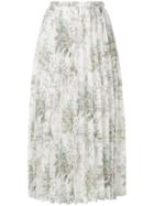 Clane Floral Print Pleated Skirt - White