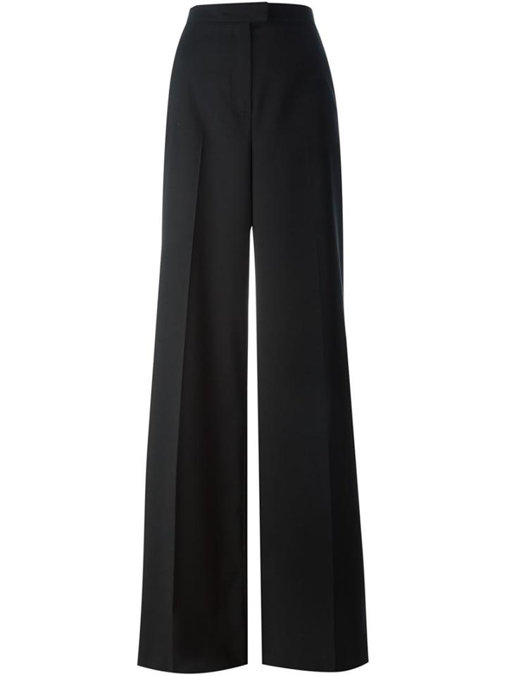Msgm Wide Leg Trousers, Women's, Size: 46, Black, Polyester/virgin Wool