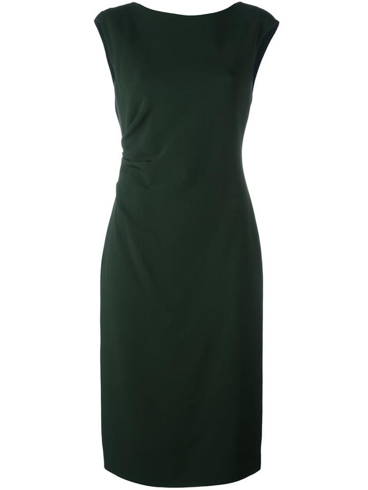 Jil Sander Draped Detail Fitted Dress, Women's, Size: 36, Green, Silk/spandex/elastane/viscose