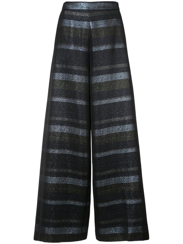 Lurex Stripe Palazzo Pants - Women - Silk/cotton/acrylic/metallic Fibre - 4, Black, Silk/cotton/acrylic/metallic Fibre, Christian Siriano