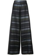Lurex Stripe Palazzo Pants - Women - Silk/cotton/acrylic/metallic Fibre - 4, Black, Silk/cotton/acrylic/metallic Fibre, Christian Siriano