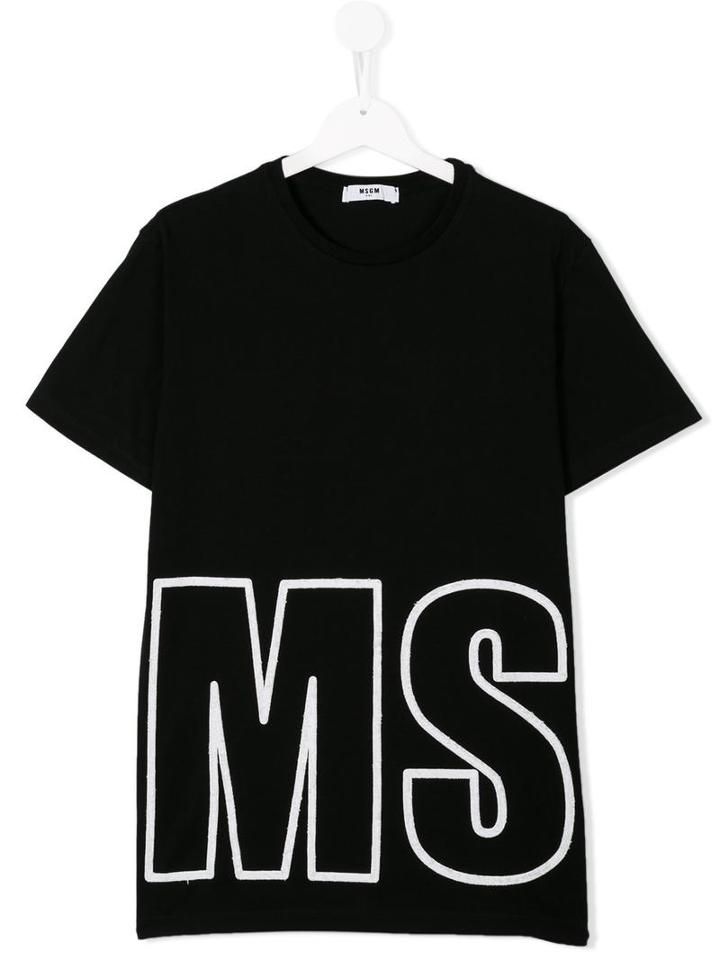 Msgm Kids Logo Print T-shirt, Boy's, Size: 14 Yrs, Black