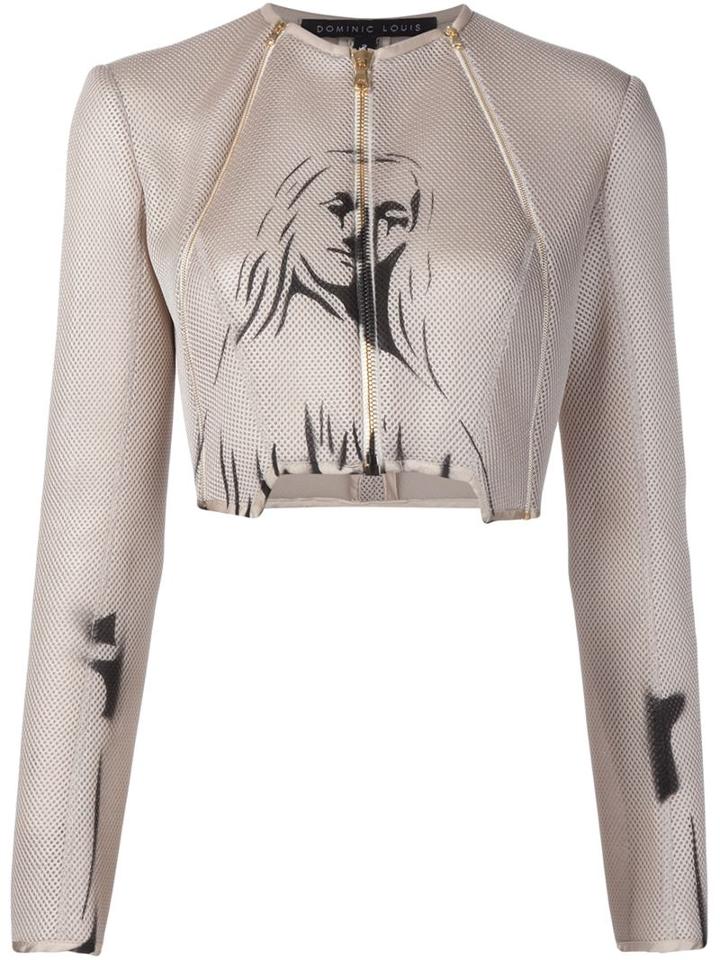 Dominic Louis Printed Mesh Jacket, Women's, Size: 4, Nude/neutrals, Lamb Skin/polyester