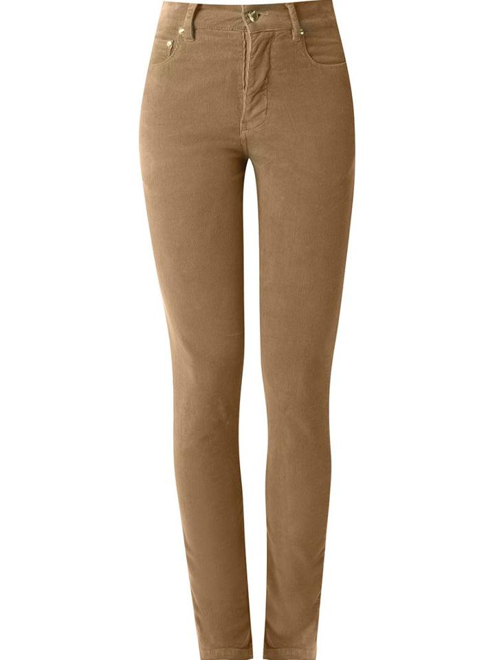 Amapô High Waisted Velvet Skinny Trousers, Women's, Size: 36, Brown, Cotton/spandex/elastane