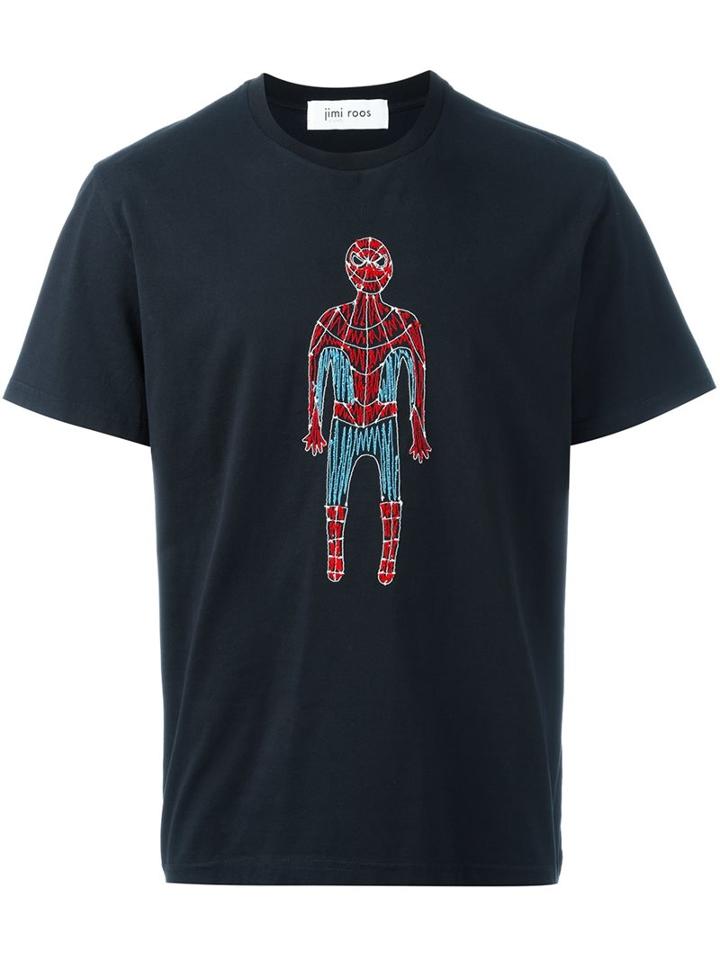 Jimi Roos Embroidered Spiderman T-shirt, Men's, Size: Xl, Black, Cotton