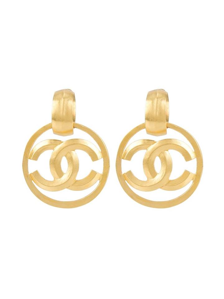Chanel Vintage Cc Logo Clip-on Earrings, Women's