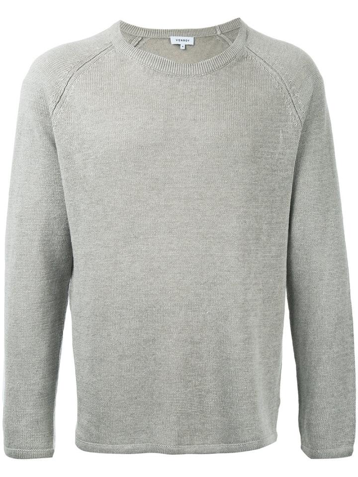 Venroy - Raglan Jumper - Men - Linen/flax - M, Brown, Linen/flax