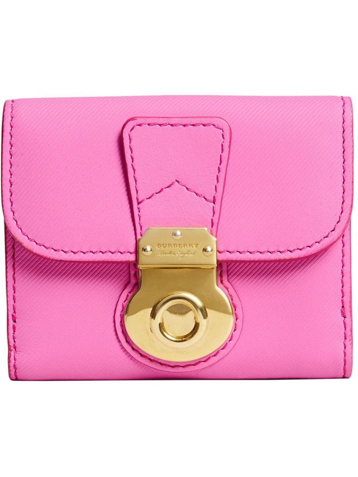 Burberry Lock Closure Compact Wallet - Pink & Purple