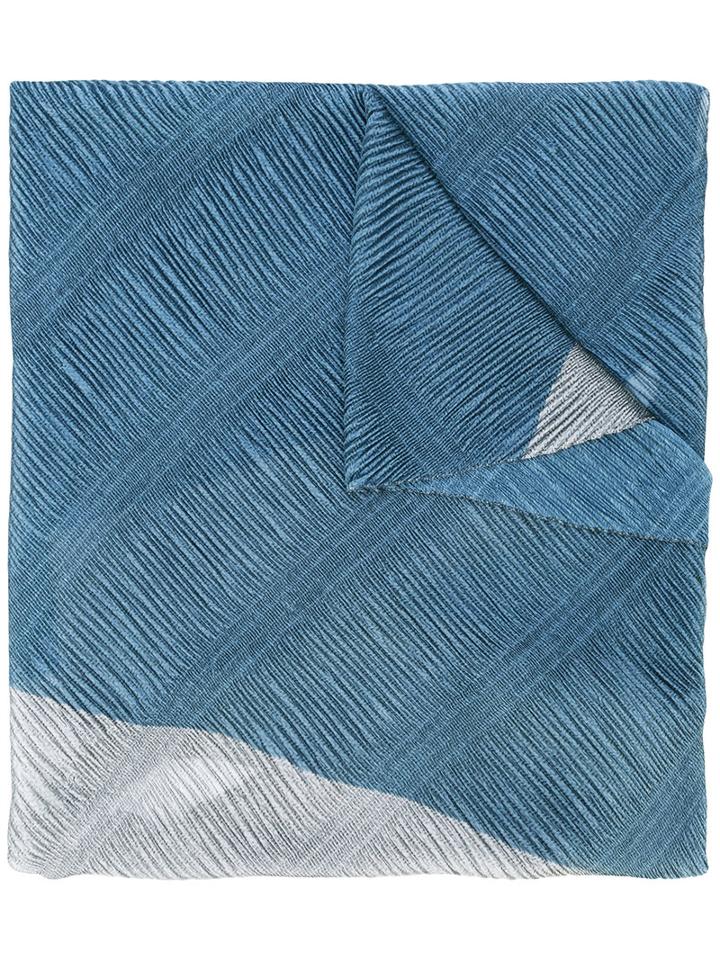 Armani Collezioni - Floral Pleated Scarf - Women - Polyester - One Size, Blue, Polyester