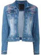 Philipp Plein Aspidistra Denim Jacket, Women's, Size: Small, Blue, Cotton/spandex/elastane/crystal