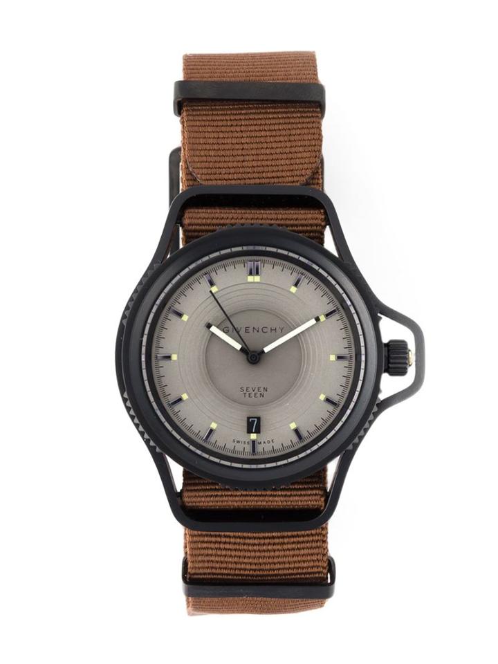 Givenchy Seventeen Watch, Adult Unisex, Black, Cotton/leather/stainless Steel/sapphire Glass