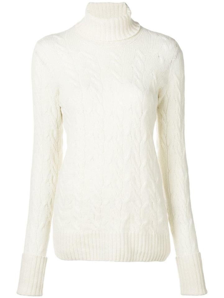 Drumohr Cable Knit Turtle Neck Sweater - White