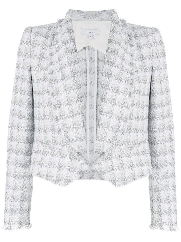 Iro Checked Raw Hem Blazer - White