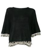 Antonelli Fringed Knitted Top - Black