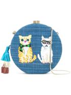 Serpui - Embroidered Cat Shoulder Bag - Women - Wood - One Size, Blue, Wood