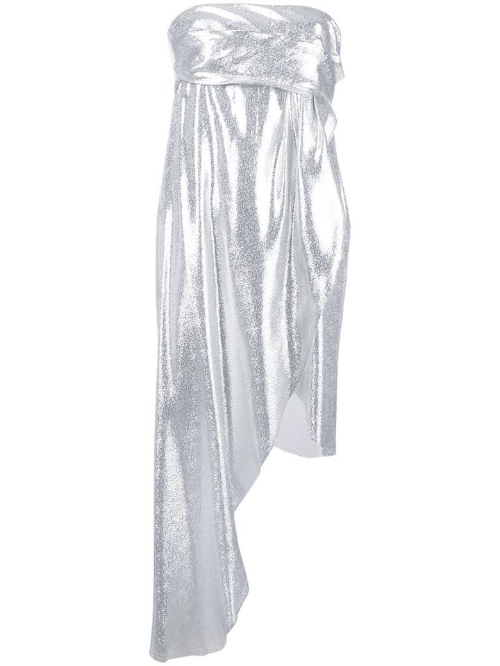 Baja East Bandeaux Top With Asymmetric Hem, Women's, Size: Ii, Grey, Silk/lurex