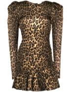Magda Butrym Leopard Print Flared Dress - Brown