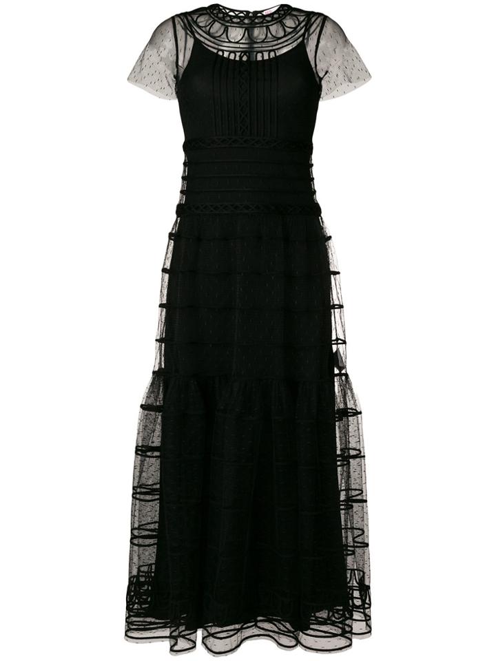 Red Valentino Tiered Tulle Maxi Dress - Black