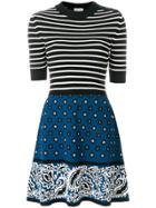 Red Valentino Duoprint Fit And Flare Dress - Blue