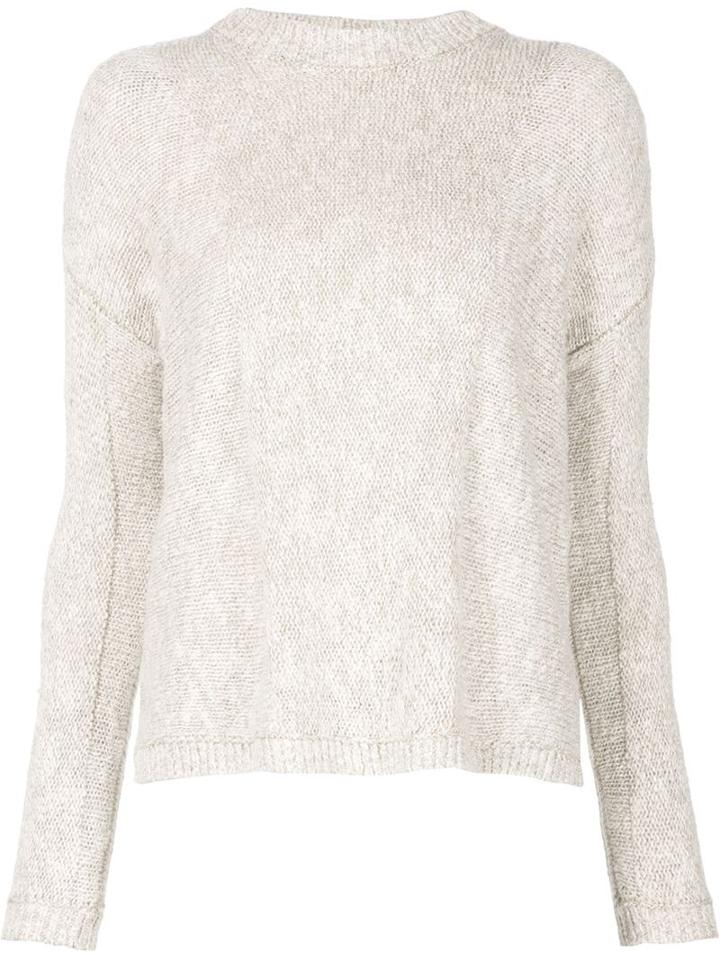 Vince Crew Neck Sweater, Women's, Size: M, Nude/neutrals, Linen/flax/cotton/viscose/polyamide